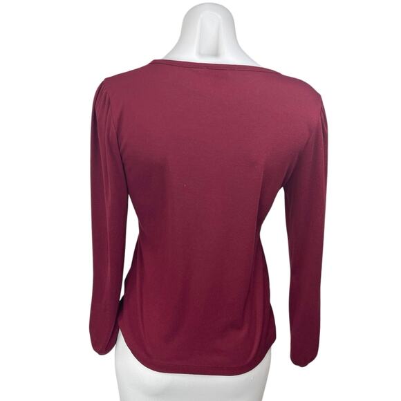J.Crew Women's Red Long Sleeve V-Neck Casual Pullover Blouse T Shirt Tee Top S - Picture 2 of 4